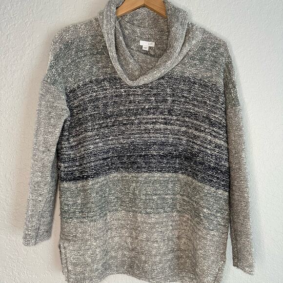 J. Jill Grey Blue Cowl Neck Sweater Small Oversized Ombre Cozy Fall Wool Tunic - Picture 1 of 5
